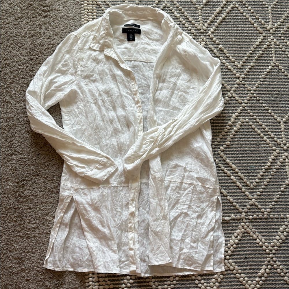 Tahari Linen Shirt in Cream